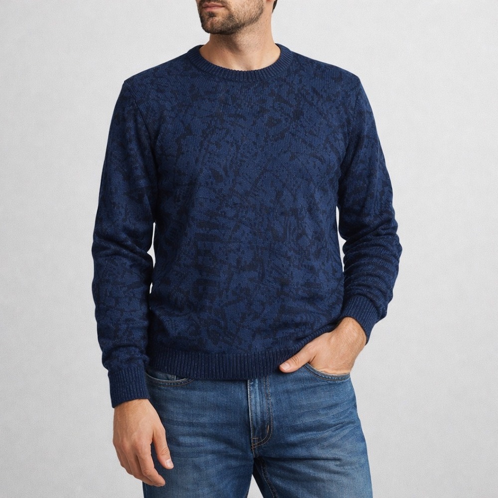 Nani Bon Men's Vintage Crewneck Long Sleeve‎ 100% Cotton Pullover Sweater Size L